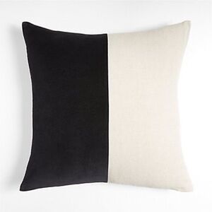 Crate and Barrel 23 in Colorblock Ink Velvet and Linen Throw Pillow Cover